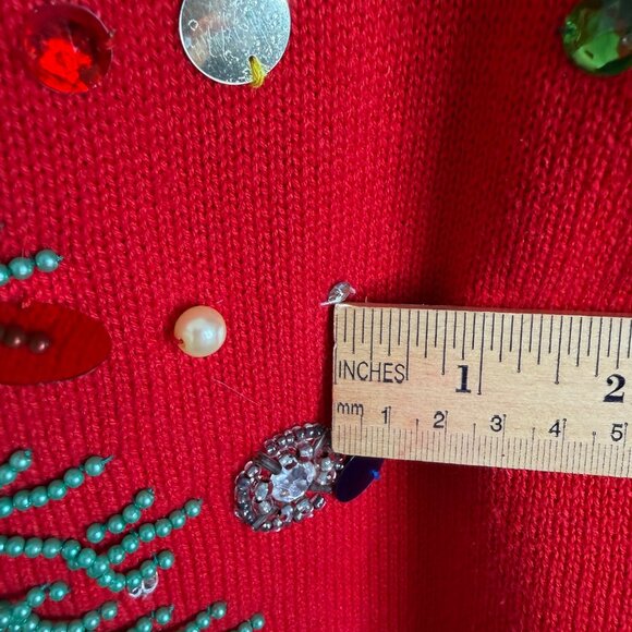 MICHAEL SIMON Women's size MEDIUM Embellished Christmas Tree Sweater RED  2000 - Picture 11 of 11